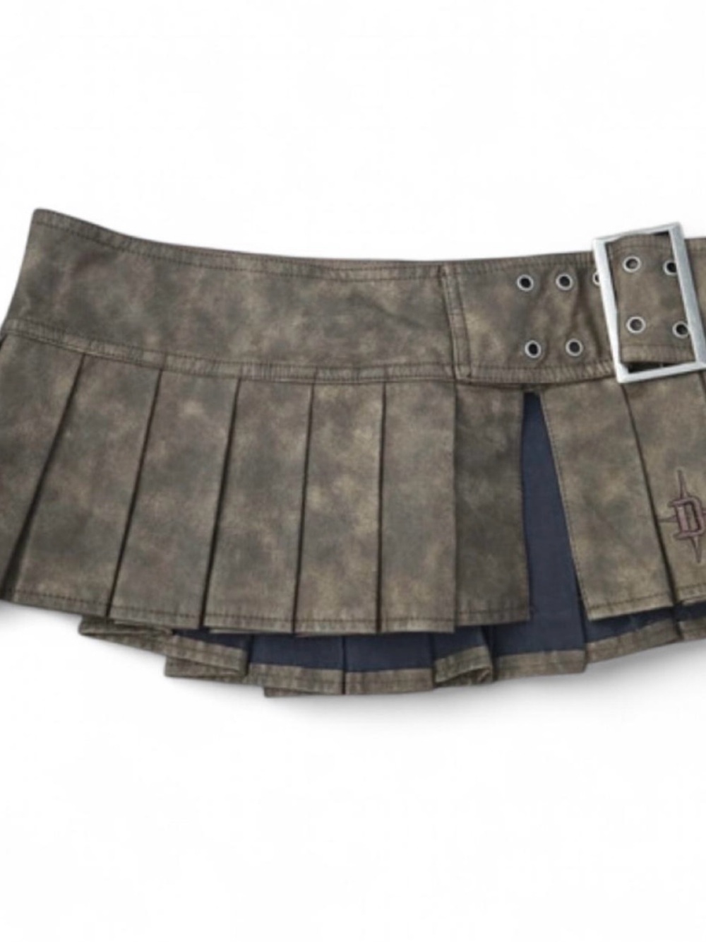 Darker Wavs brown pleated micro mini skirt